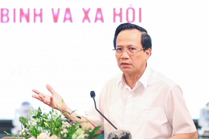 Bộ trưởng Bộ Lao động - Thương binh và Xã hội Đào Ngọc Dung phát biểu chỉ đạo Hội nghị. Ảnh: Bộ LĐ-TBXH.