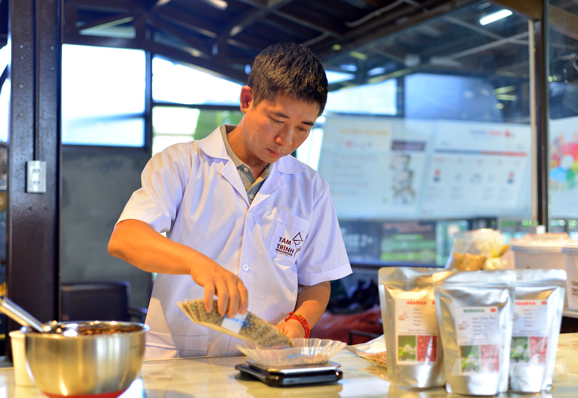 Công ty Xuất nhập khẩu Tám Trình (Lâm Hà, Lâm Đồng) đang liên kết với 3.000 hộ dân trong tỉnh xây dựng vùng nguyên liệu cà phê chất lượng cao. Ảnh: Minh Hậu.