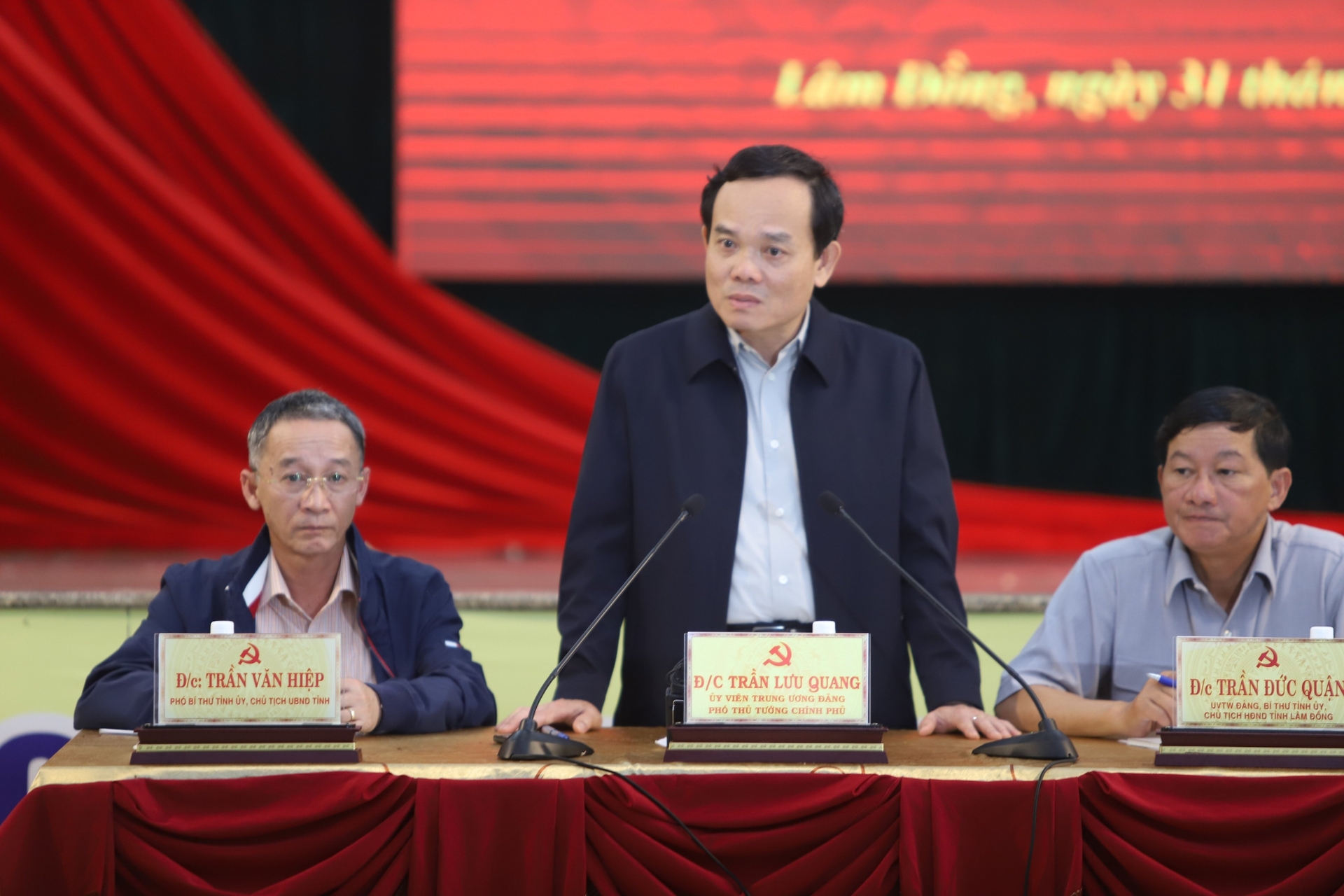 Phó Thủ tướng Chính phủ, Trưởng Ban Chỉ đạo Quốc gia về Phòng, chống thiên tai Trần Lưu Quang làm việc với UBND tỉnh Lâm Đồng về công tác phòng chống thiên tai, cứu hộ, cứu nạn tại địa phương.