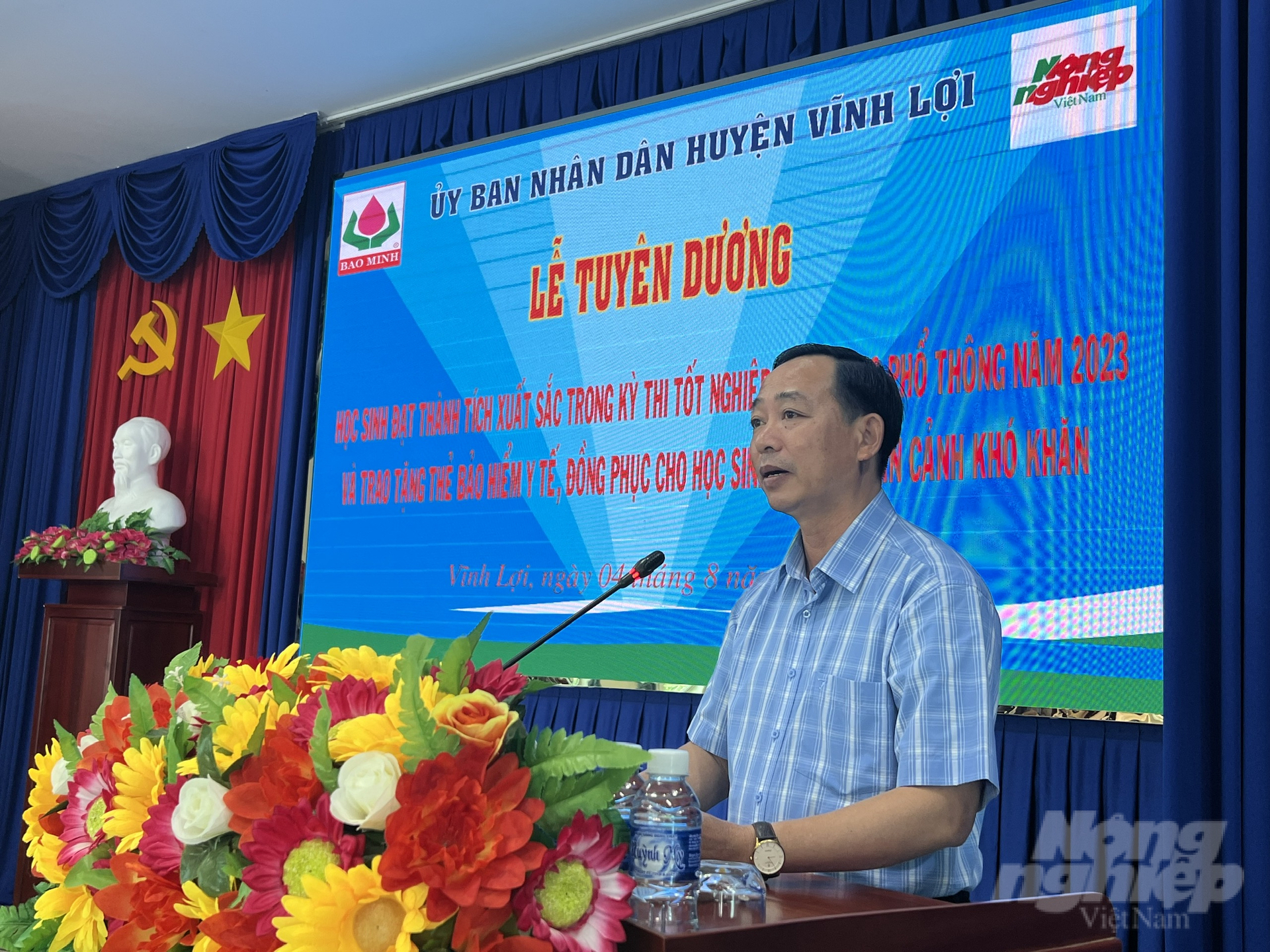 Ông Nguyễn Ngọc Thắng, Trưởng Văn phòng đại diện Báo Nông nghiệp Việt Nam khu vực ĐBSCL phát biểu tại buổi lễ. Ảnh: Trọng Linh.