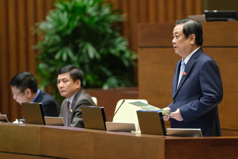 Bộ trưởng Lê Minh Hoan trả lời chất vấn trước Quốc hội. Ảnh: Quốc hội.