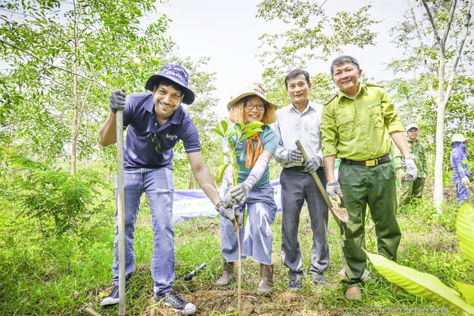Nhiều doanh nghiệp tham gia chương trình phủ xanh rừng tại Khu Bảo tồn thiên nhiên - Văn hóa Đồng Nai. Ảnh: Nguyễn Thủy.