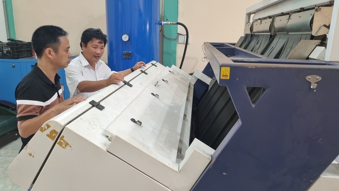 Phuong Hoang Construction - Trade and Service Cooperative (Duc Co district, Gia Lai province) is invested by the VnSAT project with equipment and machinery for coffee processing. Photo: Tuan Anh.