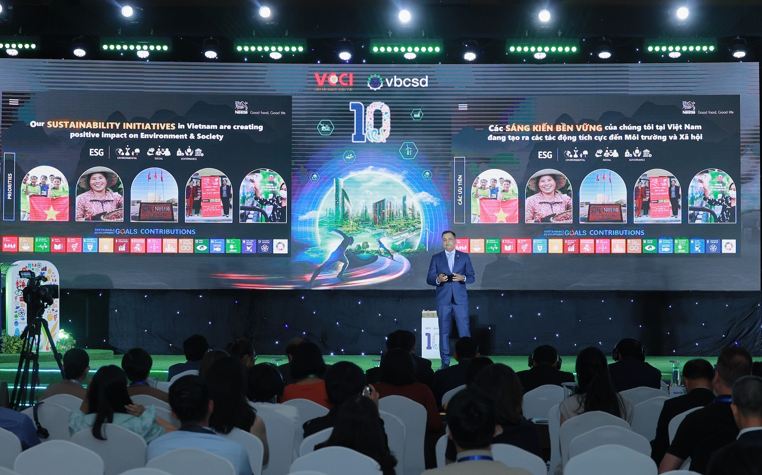 Mr. Binu Jacob, General Director of Nestlé Vietnam (NVL), and Co-Chairman of VBCSD, shared at the forum. Photo: Tung Dinh.