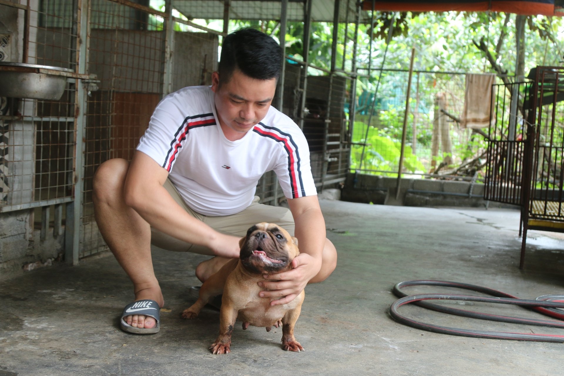 Anh Vũ Văn Lai gắn bó với thú cưng đã nhiều năm. Ảnh: Đinh Mười.