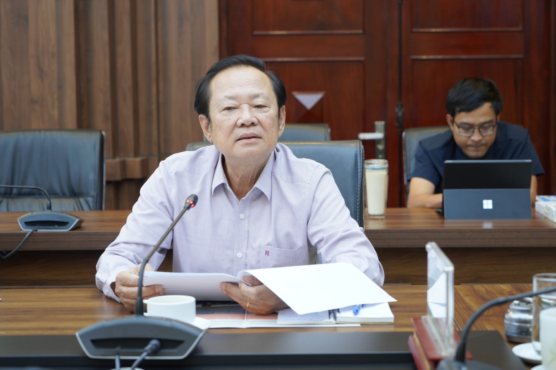 Ông Nguyễn Việt Thắng, Chủ tịch Hội Nghề cá Việt Nam cho biết, hiện nay ngành thủy sản đang đối mặt với nhiều khó khăn cả trong sản xuất và xuất khẩu. Ảnh: Hồng Thắm.