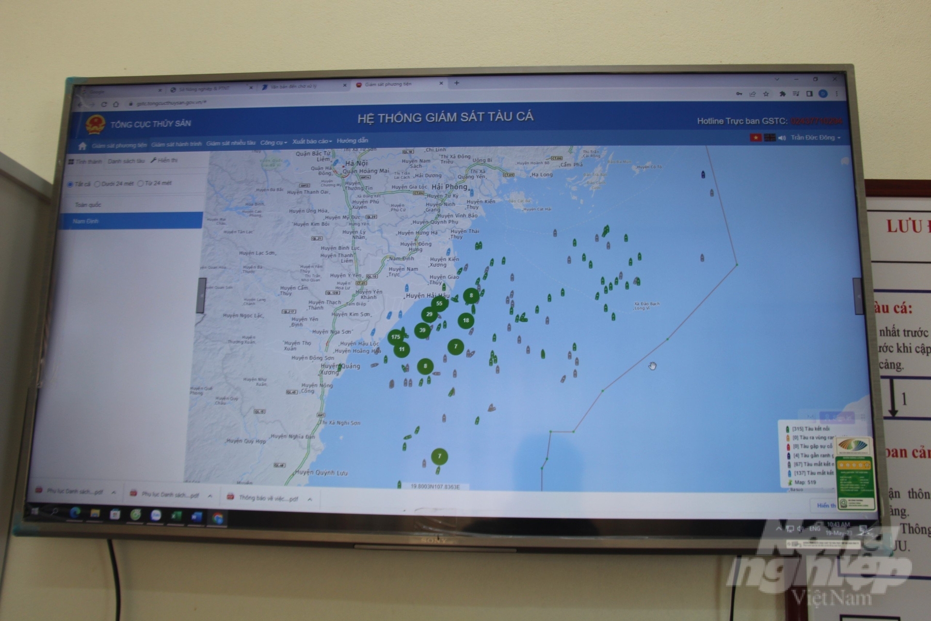 Monitoring system for fishing vessels to combat unauthorized fishing in Nam Dinh.