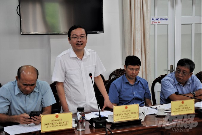 Editor-in-Chief of Vietnam Agriculture Newspaper Nguyen Ngoc Thach said that communication activities such as holding press conferences, seminars, and events at the Festival chaired by the Ministry of Agriculture and Rural Development will be sponsored information and accompanied on the implementation by Vietnam Agriculture Newspaper. Photo: Trung Chanh.