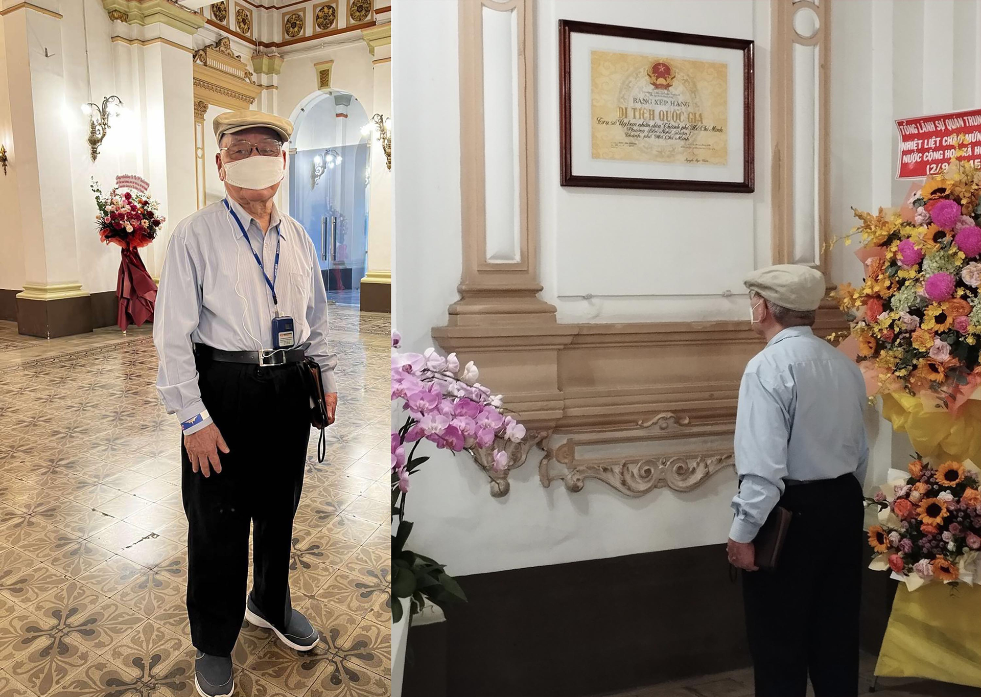 Cụ ông Nguyễn Năng An (90 tuổi), ngụ TP Thủ Đức một mình đến tham quan trụ sở HĐND, UBND TP.HCM sáng 1/9.
