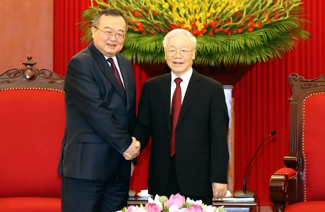 Tổng Bí thư Nguyễn Phú Trọng tiếp Trưởng Ban Liên lạc Đối ngoại Trung ương Đảng Cộng sản Trung Quốc Lưu Kiến Siêu.