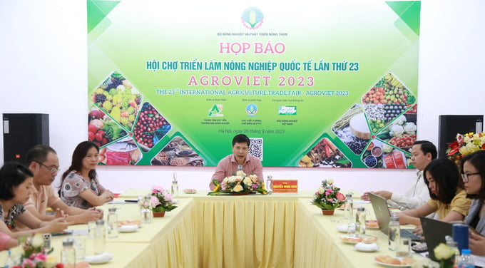Trung tâm Xúc tiến thương mại Nông nghiệp họp báo giới thiệu về AgroViet 2023. Ảnh: Lâm Hùng.