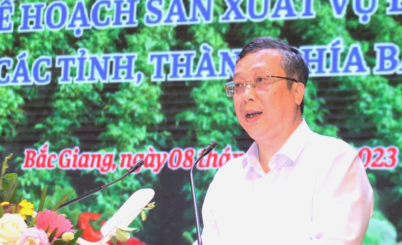 Deputy Minister of Agriculture and Rural Development Hoang Trung assigned tasks to units and localities in implementing winter crop production in 2023. Photo: Trung Quan.