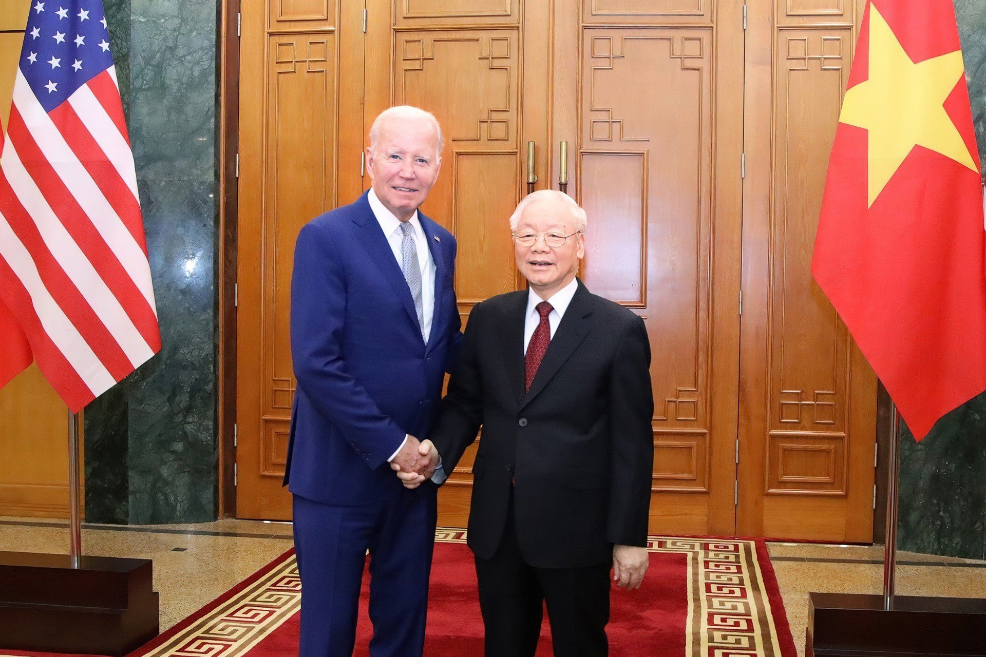 General Secretary Nguyen Phu Trong and US President Joe Biden before the event on September 10 afternoon. Photo: TTXVN.