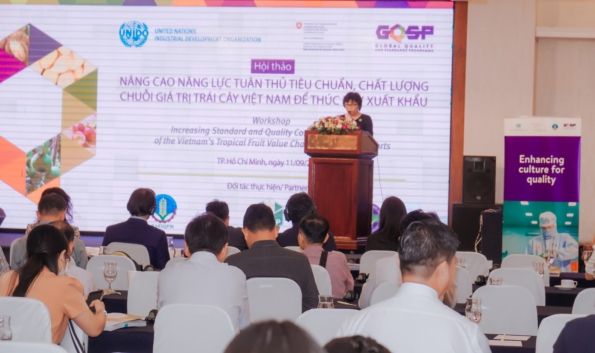 Hội thảo 'Nâng cao năng lực tuân thủ tiêu chuẩn, chất lượng chuỗi giá trị trái cây Việt Nam để thúc đẩy xuất khẩu'.