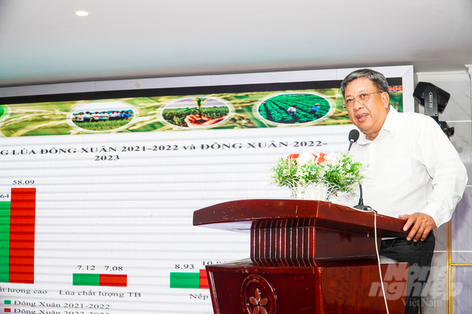 Ông Lê Thanh Tùng, Phó Cục trưởng Cục Trồng trọt (Bộ NN-PTNT) đánh giá cao kết quả sản xuất lúa năm 2023. Ảnh: Kim Anh.