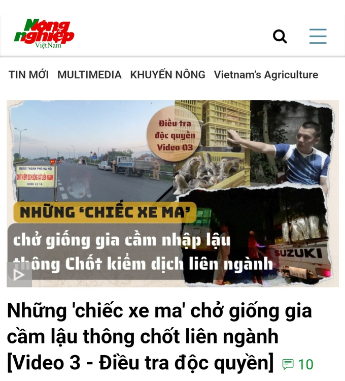 Bộ NN-PTNT đề nghị thành lập chuyên án điều tra vấn nạn giống gia cầm lậu trong loạt bài Báo Nông nghiệp Việt Nam phản ánh. Ảnh: Báo Nông nghiệp Việt Nam.