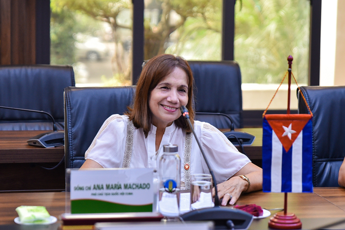 Bà Ana María Machado, Phó Chủ tịch Quốc hội Cuba, hoan nghênh doanh nghiệp Việt Nam tới Cuba để tìm kiếm cơ hội đầu tư nông nghiệp. Ảnh: Quỳnh Chi.