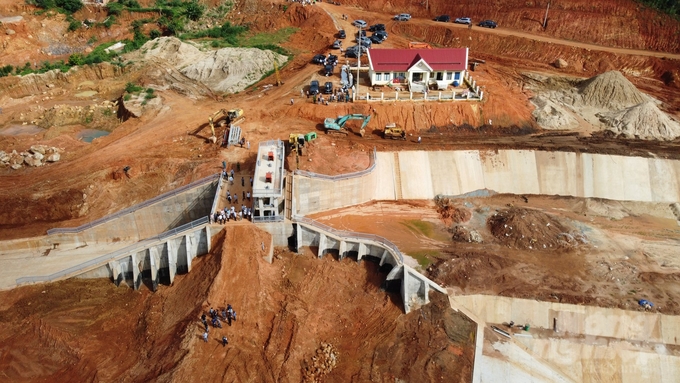 Hồ chứa nước Đông Thanh là dự án trọng điểm của huyện Lâm Hà, với tổng vốn đầu tư gần 500 tỷ đồng. Ảnh: Minh Hậu.