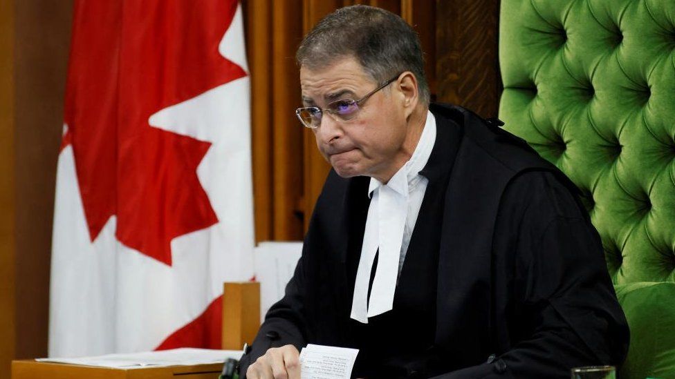 Chủ tịch Hạ viện Anthony Rota phát biểu tại quốc hội ở Ottawa hôm 25/9. Ảnh: Reuters.