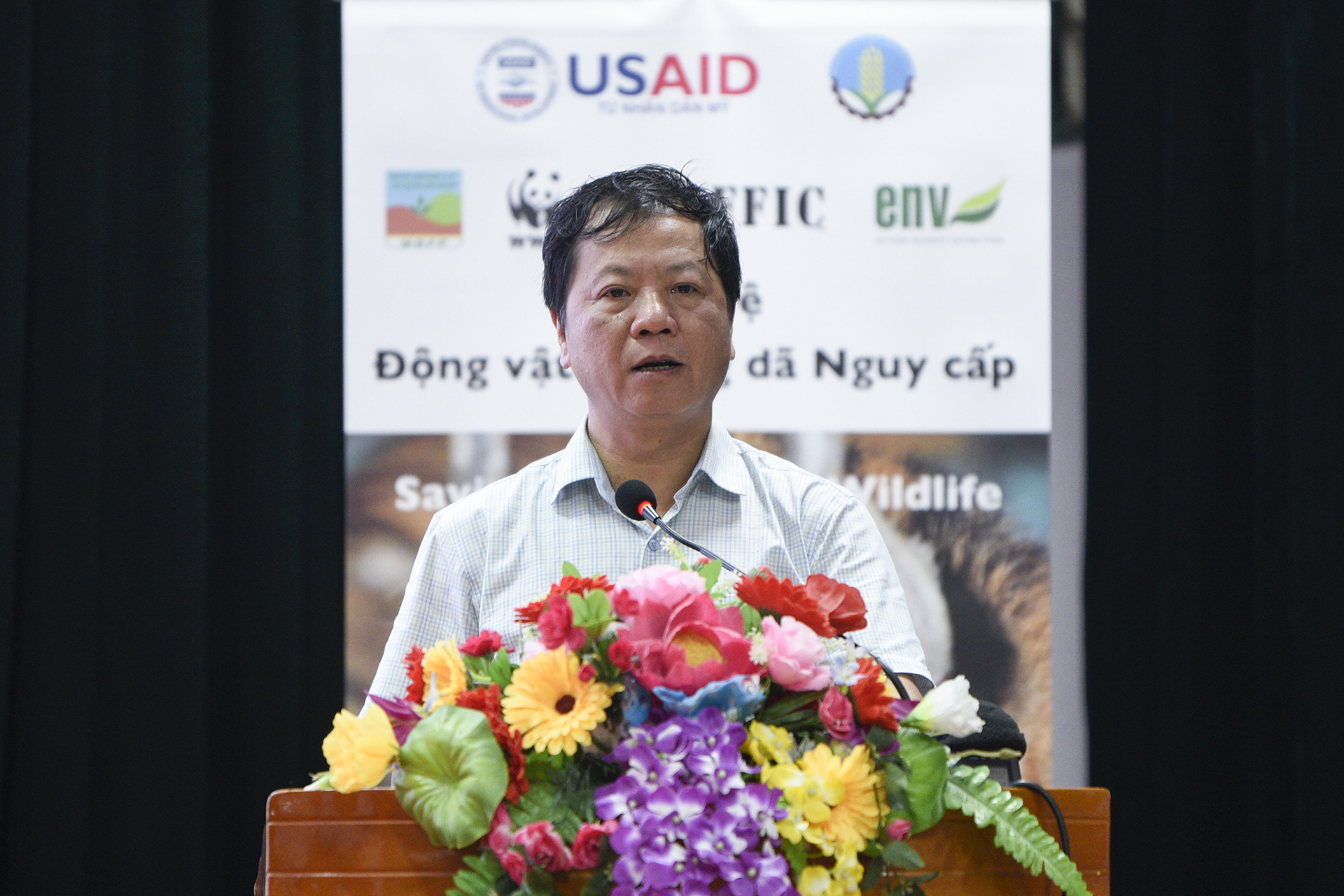 Ông Đỗ Quang Tùng, Giám đốc Ban Quản lý dự án lâm nghiệp phát biểu khai mạc. Ảnh: Tùng Đinh.