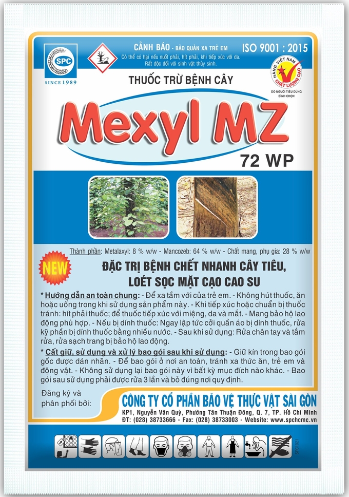 Sản phẩm Mexyl MZ 72WP phòng trị hiệu quả bệnh loét sọc mặt cạo trên cây cao su.