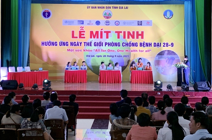 Lễ mít tinh hưởng ứng Ngày Thế giới phòng, chống bệnh dại năm 2023. Ảnh: Đăng Lâm.