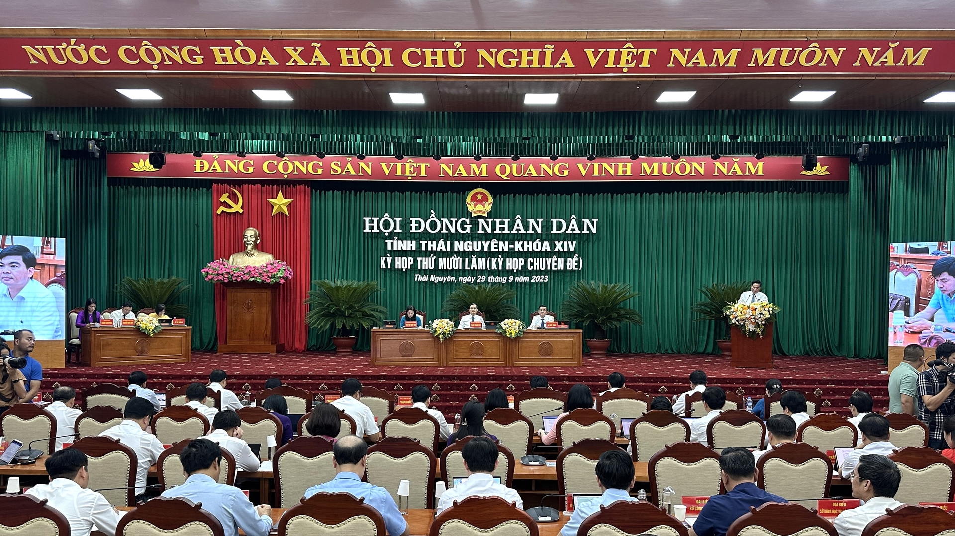 Kỳ họp thứ 15 - Kỳ họp chuyên đề Hội đồng Nhân dân tỉnh Thái Nguyên Khóa XIV. Ảnh: Quang Linh.