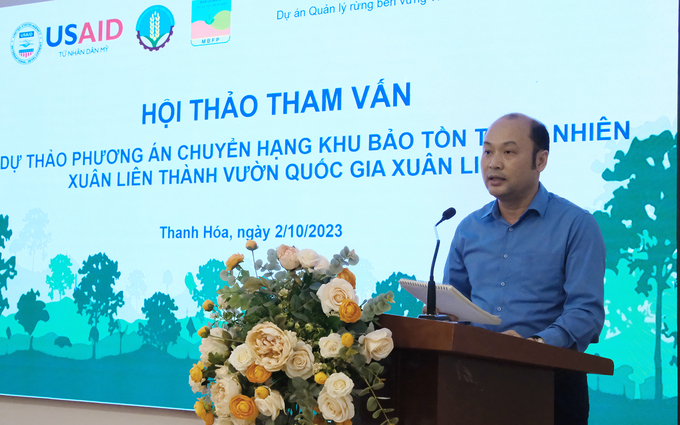 Ông Cao Văn Cường, Giám đốc Sở NN-PTNT Thanh Hóa phát biểu tại hội thảo. Ảnh: Bảo Thắng.