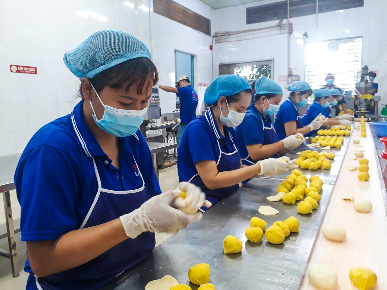 The traditional Pia cake-making profession has created regular jobs for about 1,400 local workers, with salaries ranging from VND 5 - 15 million/worker. Photo: Kim Anh.