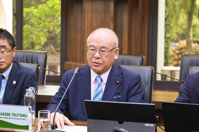 Ông Tsutomu Takebe, nguyên Bộ trưởng Bộ Nông lâm ngư nghiệp Nhật Bản. Ảnh: Quỳnh Chi.