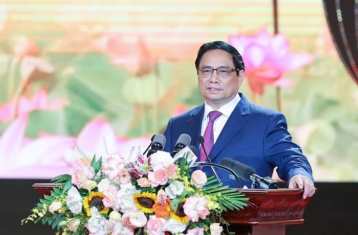 Thủ tướng Chính phủ Phạm Minh Chính phát biểu tại Hội nghị. Ảnh: hanoi.gov.vn.