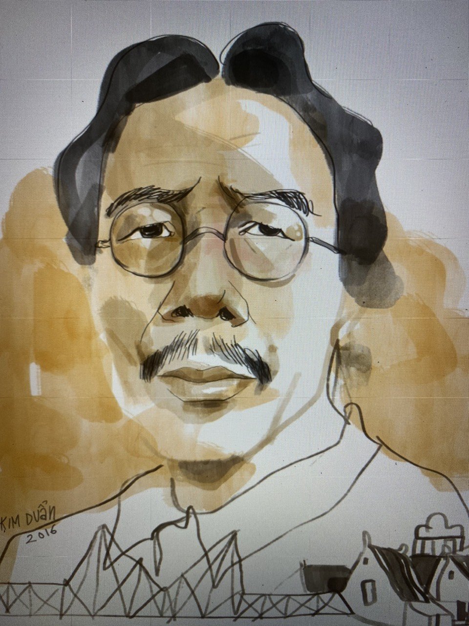 Nhà văn Nguyễn Ngọc Tiến qua nét vẽ của Kim Duẩn.