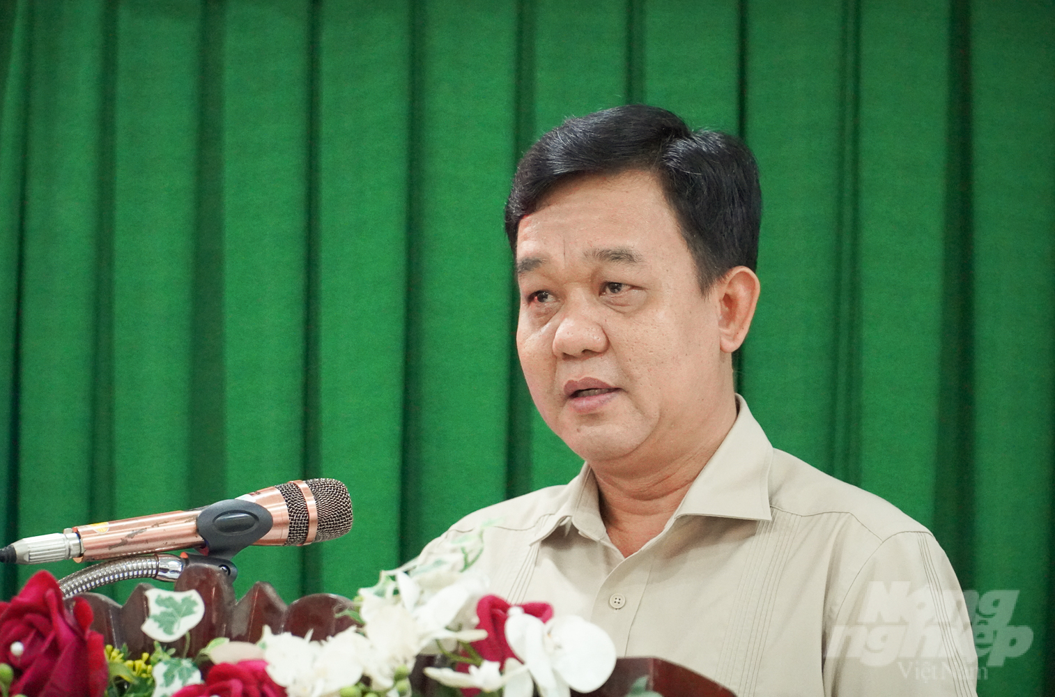 Ông Huỳnh Ngọc Nhã, Giám đốc Sở NN-PTNT tỉnh Sóc Trăng đánh giá cao vai trò của công tác thông tin, tuyên truyền. Ảnh: Kim Anh.