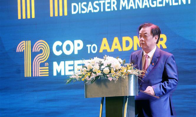 Bộ trưởng Lê Minh Hoan nhất trí với đề xuất của các đối tác Trung Quốc, Nhật Bản, Hàn Quốc về tăng cường năng lực quản lý thiên tai cho khu vực. Ảnh: Quang Dũng.