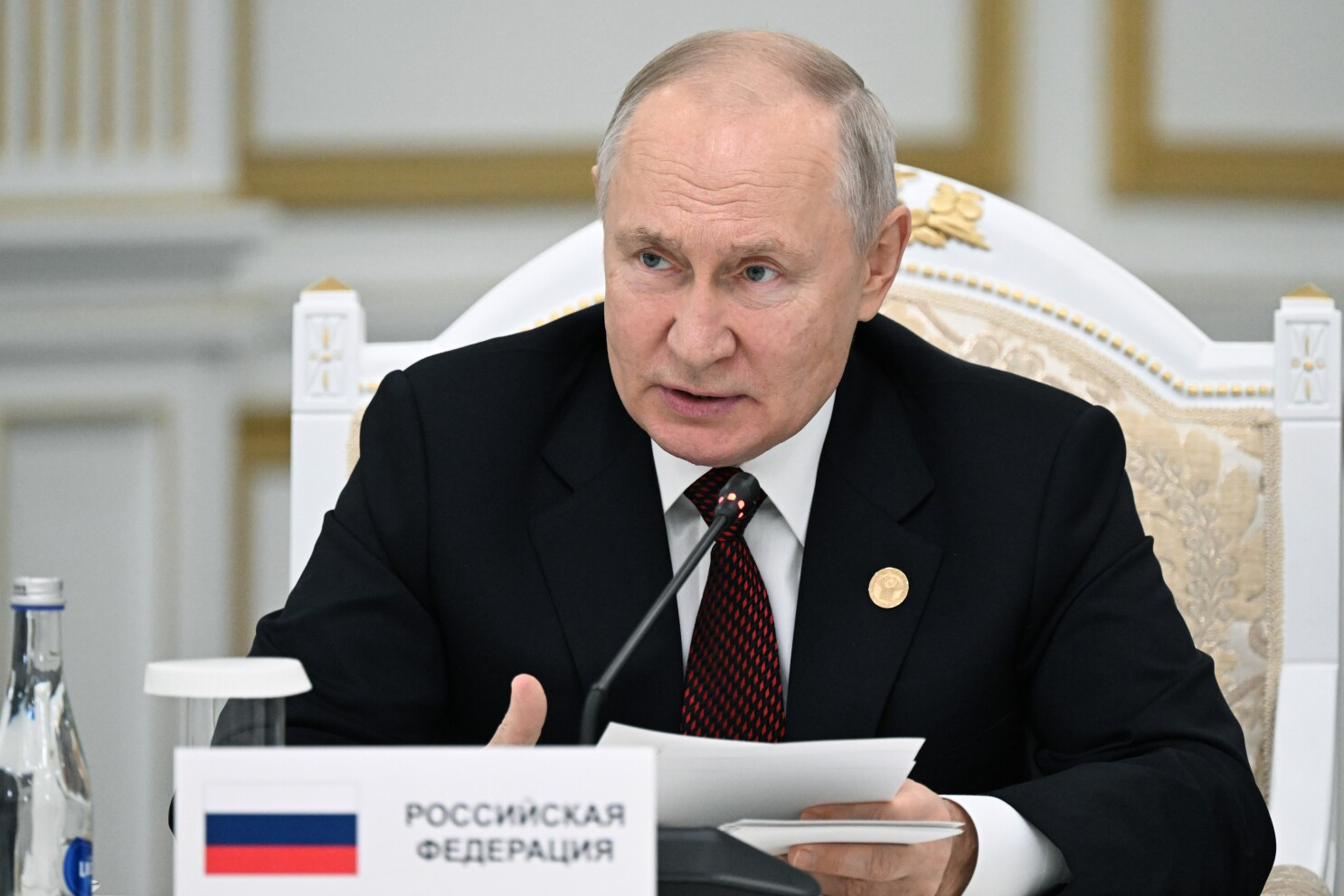 Tổng thống Nga Vladimir Putin phát biểu tại cuộc họp Cộng đồng Các quốc gia Độc lập (CIS) hôm 13/10. Ảnh: AP.
