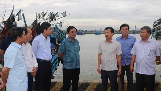 Minister Le Minh Hoan conducting inspection of Dong Tac fishing port in Phu Yen province. Photo: KS.