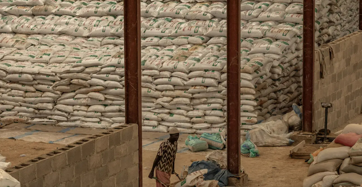 A warehouse at a fertilizer blending plant in Gombe, Nigeria. The factory had been idled, and nearly all its 100-plus workers laid off.
