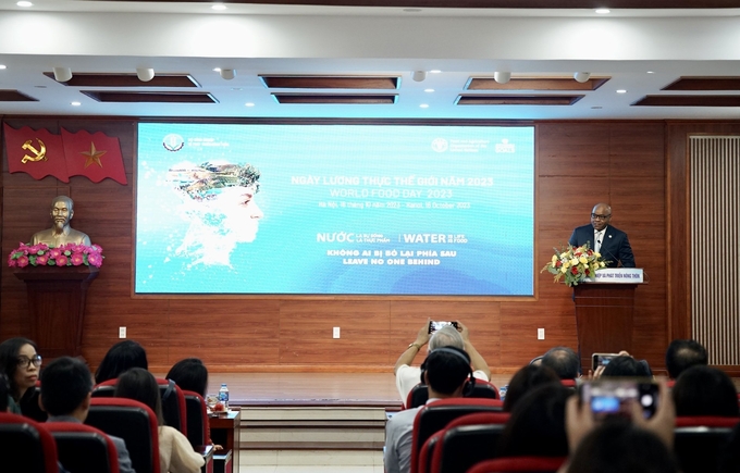 Mr. Rémi Nono Womdim, Chief Representative of FAO, said that this organization has been cooperating with Vietnam and other countries in implementing the main contents of the Water Action Agenda. Photo: Linh Linh.
