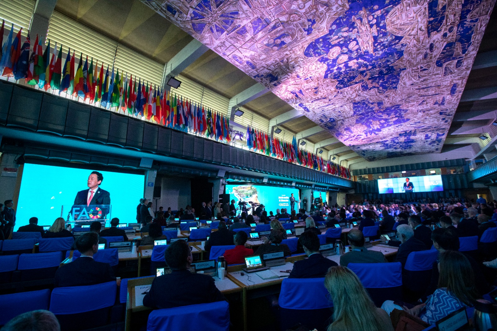 FAO Director-General QU Dongyu addresses the opening ceremony of World Food Day.