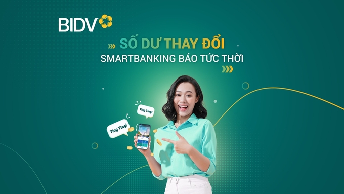 Ngân hàng BIDV đã phát triển hoàn thiện tính năng nhận thông báo trên ứng dụng (tin OTT) và cung cấp miễn phí cho các khách hàng sử dụng BIDV SmartBanking. Ảnh: BIDV. 
