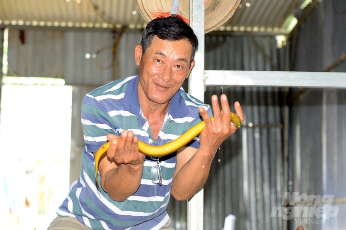 Mô hình nuôi lươn không bùn giúp gia đình ông Đỗ Văn Khang có thu nhập hàng trăm triệu đồng mỗi năm. Ảnh: Minh Hậu.