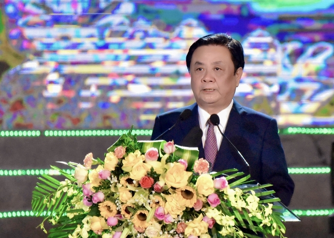 Bộ trưởng Bộ NN-PTNT Lê Minh Hoan phát biểu tại Lễ khai mạc. Ảnh: Hùng Khang.