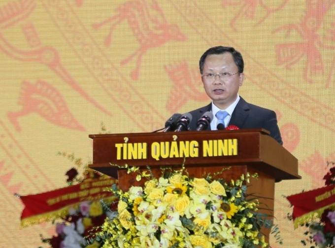 Ông Cao Tường Huy, Quyền Chủ tịch UBND tỉnh Quảng Ninh phát biểu tại buổi lễ.