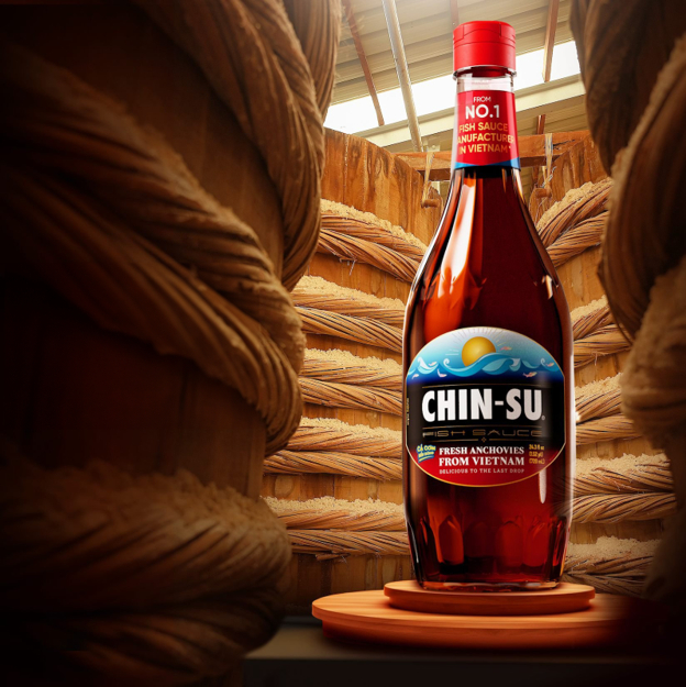 Chin-su East Sea Anchovy proudly goes international with the message: Fish sauce comes from the No. 1 manufacturer in Vietnam.
