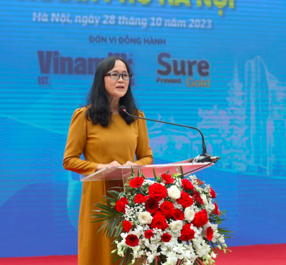 Bà Nguyễn Minh Tâm, Giám đốc Chi nhánh Vinamilk Hà Nội chia sẻ tại sự kiện.