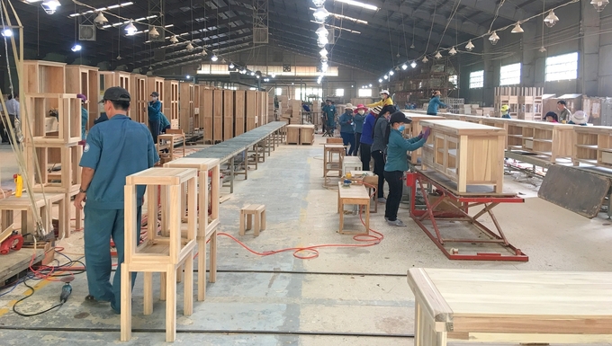 Nhờ nhận được các đơn hàng mới nên các doanh nghiệp chế biến gỗ xuất khẩu ở Bình Định đã tăng công suất trở lại, tuyển thêm công nhân. Ảnh: V.Đ.T.