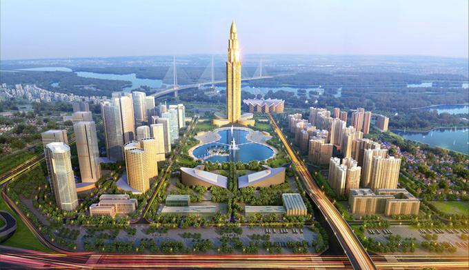 Phối cảnh dự án Đô thị thông minh phía Bắc thành phố Hà Nội, với chiều cao 108 tầng.