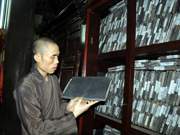 Mộc bản chùa Vĩnh Nghiêm, huyện Yên Dũng, một trong ba di sản văn hóa được UNESCO công nhận.