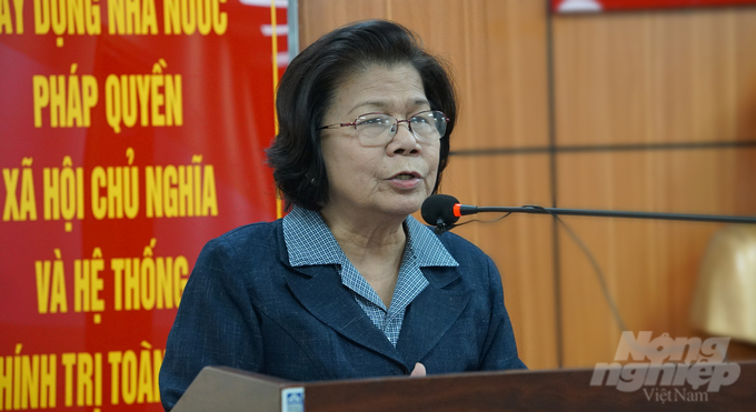 Bà Vũ Kim Hạnh, Chủ tịch Hội DN HVNCLC. Ảnh: Nguyễn Thủy.