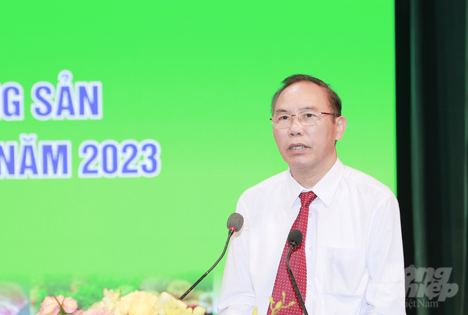 Deputy Minister Phung Duc Tien spoke at the Conference connecting supply and demand for safe agricultural and food products in Thanh Hoa province in 2023.